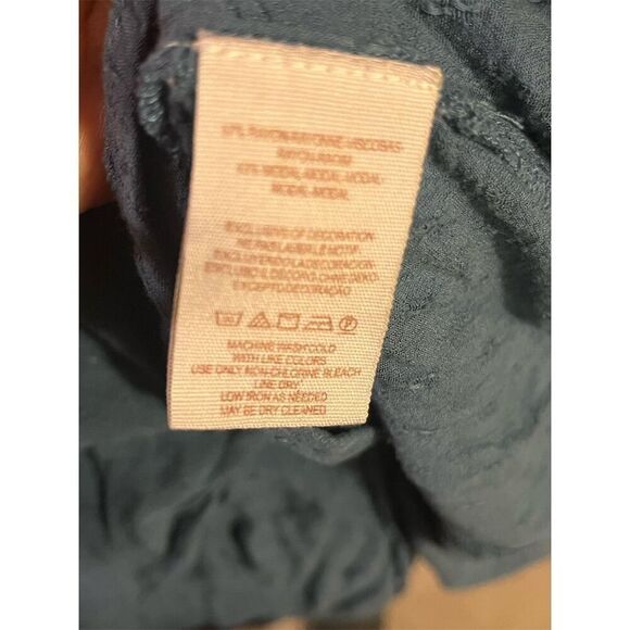 Free People Top Women's Blue Embroidered Peasant Tunic Size M Bohemian Coquette - Picture 6 of 7